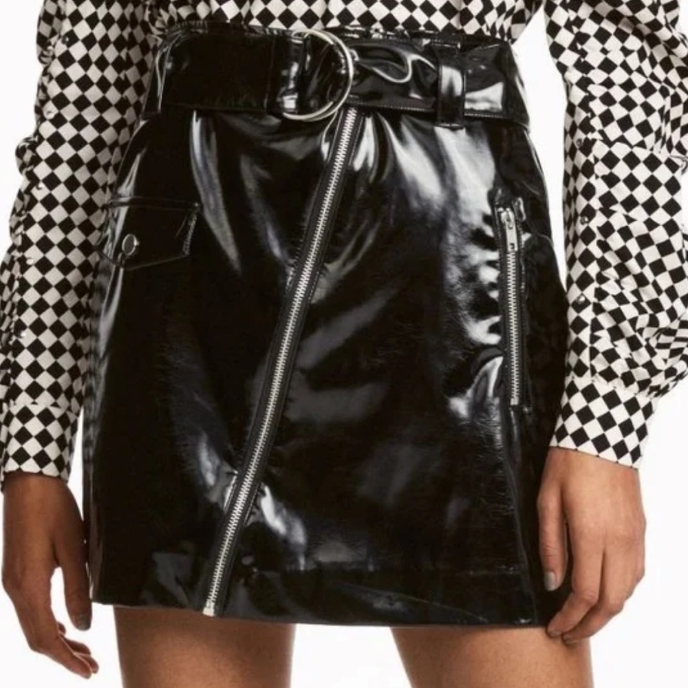 H&M Faux Patent Leather Skirt